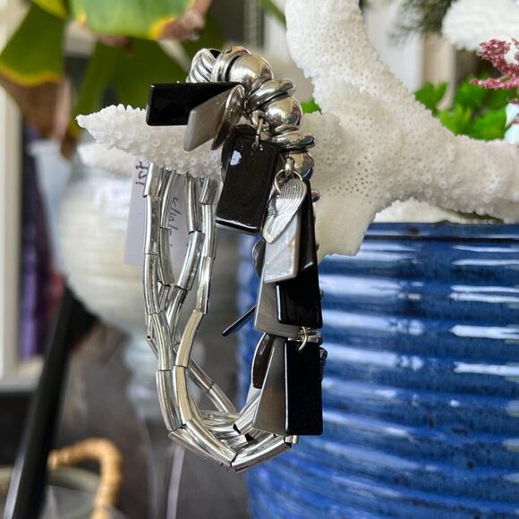 Silver Black and Silver Charms Erica Lyons Fashion Bracelet $16ea / 3 for $25 - Picture 8 of 8